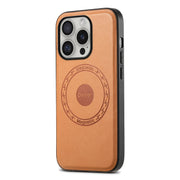 For iPhone 16 Pro Max Denior Cowhide Texture Leather MagSafe Phone Case(Khaki)