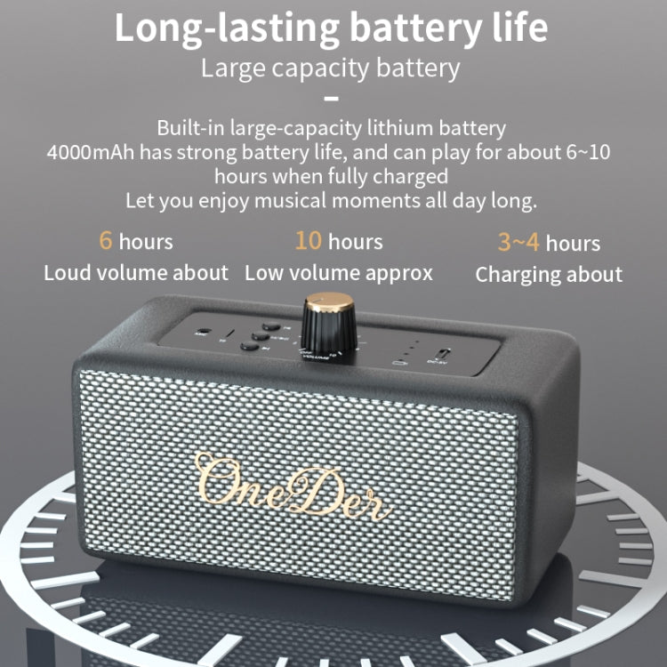 Oneder D3 Retro Leather Casing 30W Dual Units Wireless Bluetooth Speaker(Black)