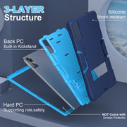 For Xiaomi Redmi Pad SE 11 2023 Contrast Color Silicone Hybrid PC Tablet Case with Holder(Navy Blue Blue)