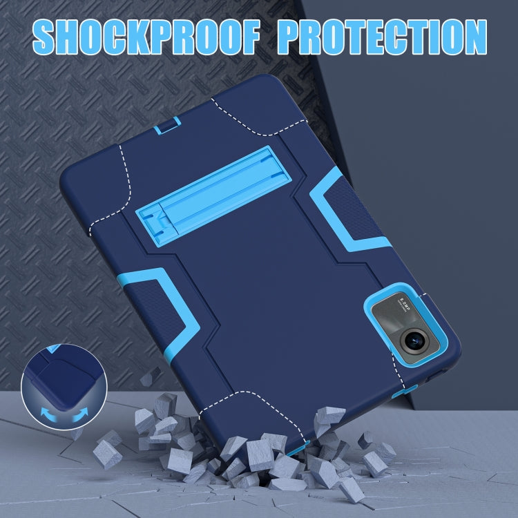 For Xiaomi Redmi Pad SE 11 2023 Contrast Color Silicone Hybrid PC Tablet Case with Holder(Navy Blue Blue)