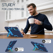For Xiaomi Redmi Pad SE 11 2023 Contrast Color Silicone Hybrid PC Tablet Case with Holder(Navy Blue Blue)