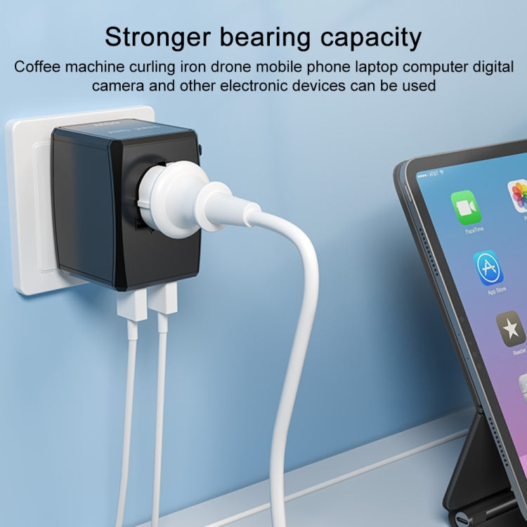 HHT905 PD 45W Dual USB+Dual Type-C Interface Multi-function Universal Travel Conversion Plug(Black)