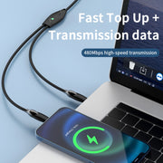 1.2m 100W USB-C / Type-C to USB-C / Type-C + 8 Pin Fast Charging Data Cable(Black)