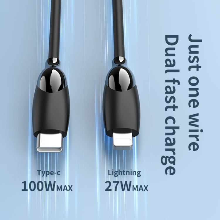 1.2m 100W USB-C / Type-C to USB-C / Type-C + 8 Pin Fast Charging Data Cable(Black)