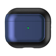 For AirPods 3 Electroplated Leather Texture Wireless Earphones Protective Case(Navy Blue)