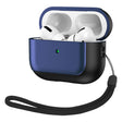 For AirPods Pro Electroplated Leather Texture Wireless Earphones Protective Case(Navy Blue) - For AirPods Pro by PMC TechLife | Online Shopping South Africa | PMC TechLife