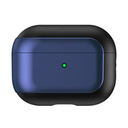 For AirPods Pro Electroplated Leather Texture Wireless Earphones Protective Case(Navy Blue)