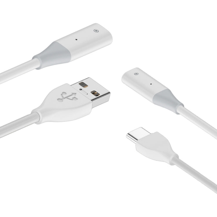 For Apple Pencil 1 USB-C / Type-C to 8 Pin Stylus Charging Cable with Indicator Light, Length:1m(White)