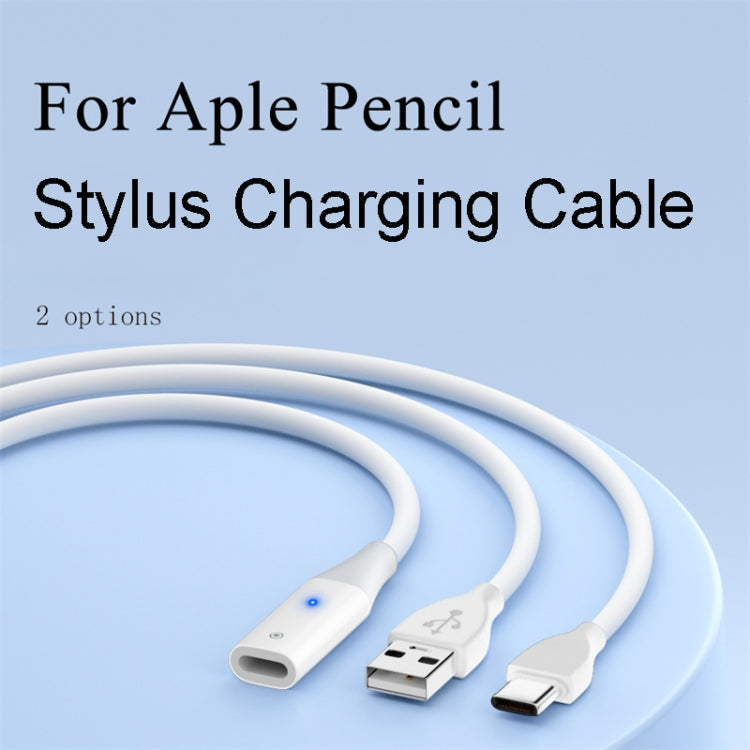 For Apple Pencil 1 USB-C / Type-C to 8 Pin Stylus Charging Cable with Indicator Light, Length:1m(White)