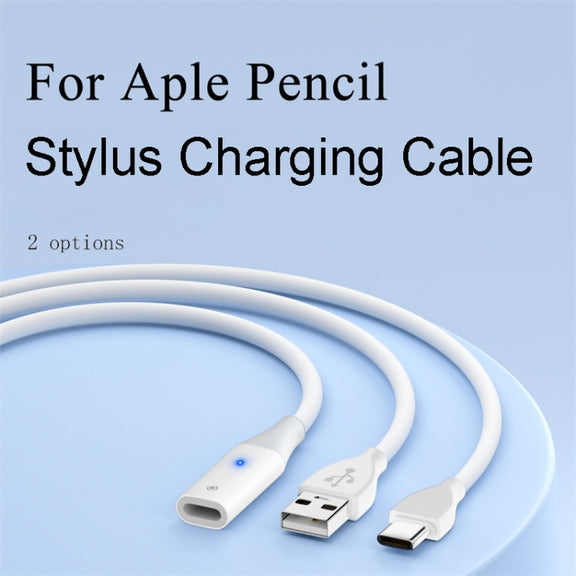 For Apple Pencil 1 USB-C / Type-C to 8 Pin Stylus Charging Cable with Indicator Light, Length:1m(White)
