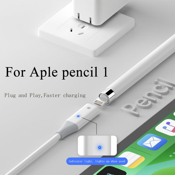 For Apple Pencil 1 USB-C / Type-C to 8 Pin Stylus Charging Cable with Indicator Light, Length:1m(White)