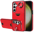 For Samsung Galaxy S24+ 5G Calf Texture Card Slot Ring Holder Phone Case(Red) - Galaxy S24+ 5G Cases by PMC TechLife | Online Shopping South Africa | PMC TechLife