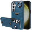 For Samsung Galaxy S24+ 5G Calf Texture Card Slot Ring Holder Phone Case(Blue) - Galaxy S24+ 5G Cases by PMC TechLife | Online Shopping South Africa | PMC TechLife