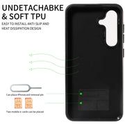 For Samsung Galaxy S24 5G Calf Texture Card Slot Ring Holder Phone Case(Black)