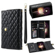 For Google Pixel 8 Zipper Multi-Card Wallet Rhombic Leather Phone Case(Black) - Google Cases by PMC TechLife | Online Shopping South Africa | PMC TechLife | Buy Now Pay Later Mobicred