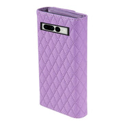 For Google Pixel 8 Zipper Multi-Card Wallet Rhombic Leather Phone Case(Purple)