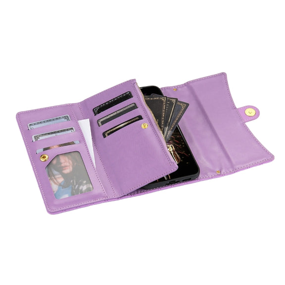 For Google Pixel 8 Zipper Multi-Card Wallet Rhombic Leather Phone Case(Purple)