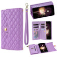For Google Pixel 7a Zipper Multi-Card Wallet Rhombic Leather Phone Case(Purple) - Google Cases by PMC TechLife | Online Shopping South Africa | PMC TechLife | Buy Now Pay Later Mobicred