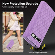 For Google Pixel 7a Zipper Multi-Card Wallet Rhombic Leather Phone Case(Purple)