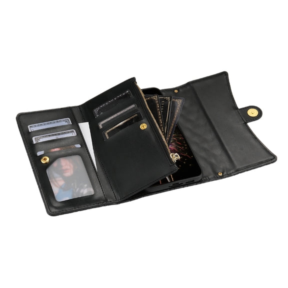 For Google Pixel 6a Zipper Multi-Card Wallet Rhombic Leather Phone Case(Black)