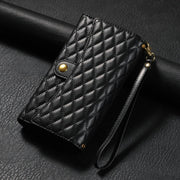 For Google Pixel 6 Pro Zipper Multi-Card Wallet Rhombic Leather Phone Case(Black)