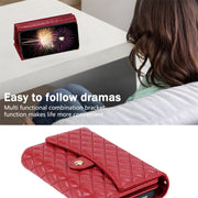 For Google Pixel 6 Pro Zipper Multi-Card Wallet Rhombic Leather Phone Case(Red)