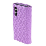 For Samsung Galaxy S24+ 5G Zipper Multi-Card Wallet Rhombic Leather Phone Case(Purple)