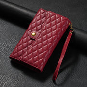 For Samsung Galaxy S24+ 5G Zipper Multi-Card Wallet Rhombic Leather Phone Case(Red)