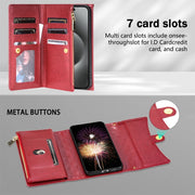 For Samsung Galaxy S24+ 5G Zipper Multi-Card Wallet Rhombic Leather Phone Case(Red)