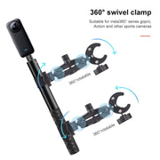 Double Dual-heads Crabs Motorcycle Clamps Handlebar Fixed Mount 3-stage Telescopic Selfie Stick