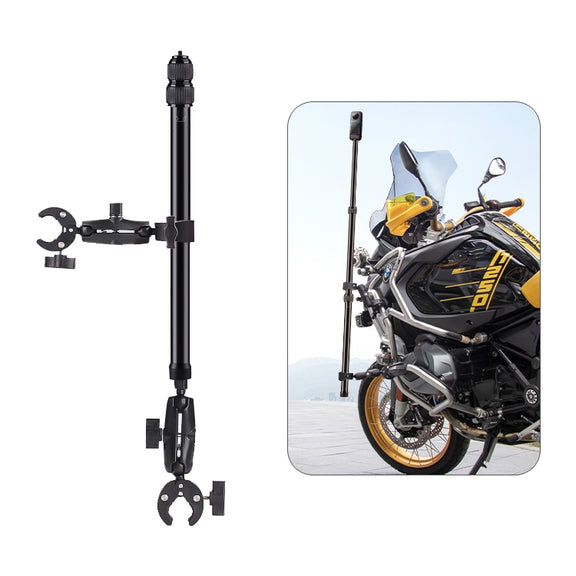 Dual-heads Crab & Single Heads Motorcycle Clamps Handlebar Fixed Mount 3-stage Telescopic Selfie Stick