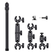 2 x Dual-heads Crab 1 x Single Heads Motorcycle Clamps Handlebar Fixed Mount 3-stage Telescopic Selfie Stick