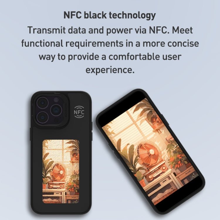 For iPhone 14 Pro Max NFC Four-Color E-ink Screen DIY Phone Case(Black)