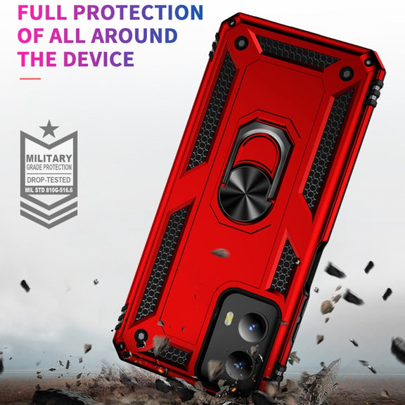 For Motorola Moto G Play 5G 2024 Shockproof TPU + PC Phone Case with Holder(Red)