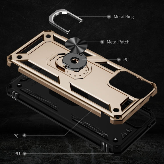 For Motorola Moto G Play 5G 2024 Shockproof TPU + PC Phone Case with Holder(Gold)