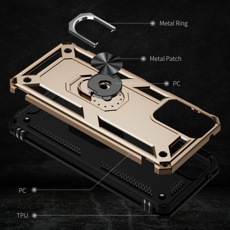 For Motorola Moto G Play 5G 2024 Shockproof TPU + PC Phone Case with Holder(Gold)