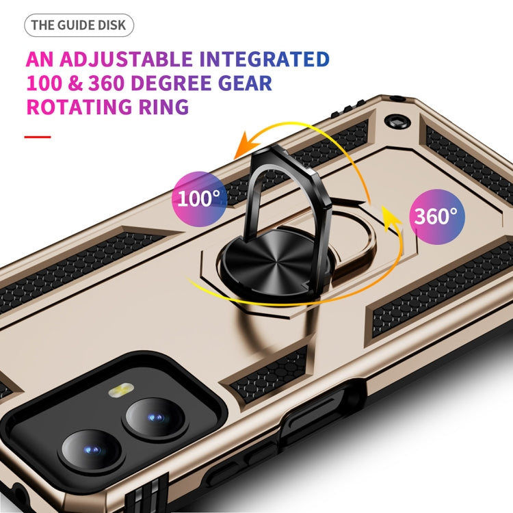 For Motorola Moto G Play 5G 2024 Shockproof TPU + PC Phone Case with Holder(Gold)