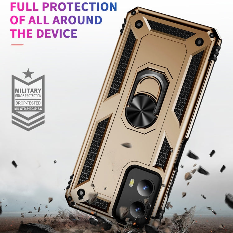 For Motorola Moto G Play 5G 2024 Shockproof TPU + PC Phone Case with Holder(Gold)