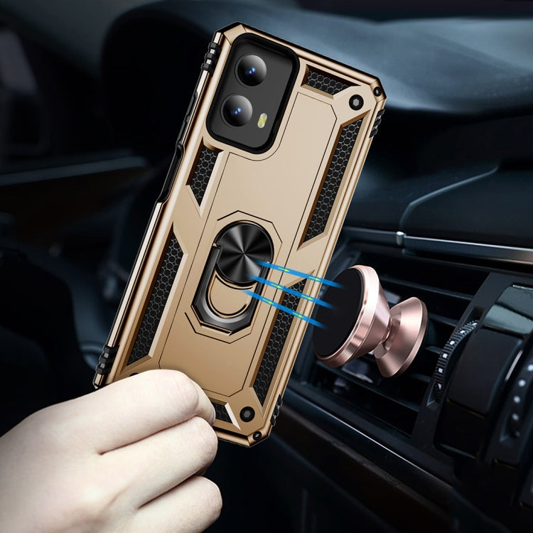For Motorola Moto G Play 5G 2024 Shockproof TPU + PC Phone Case with Holder(Gold)