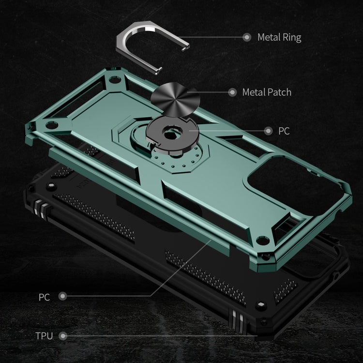 For Motorola Moto G Play 5G 2024 Shockproof TPU + PC Phone Case with Holder(Dark Green)