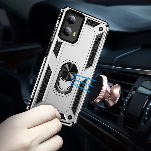 For Motorola Moto G Play 5G 2024 Shockproof TPU + PC Phone Case with Holder(Silver)