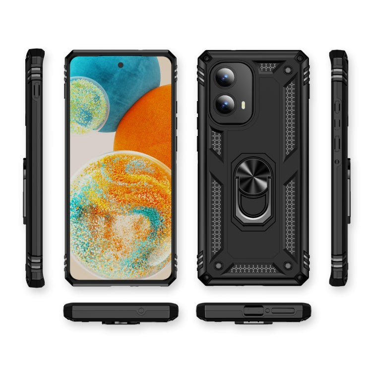 For Motorola Edge 2024 Shockproof TPU + PC Phone Case with Holder(Black)