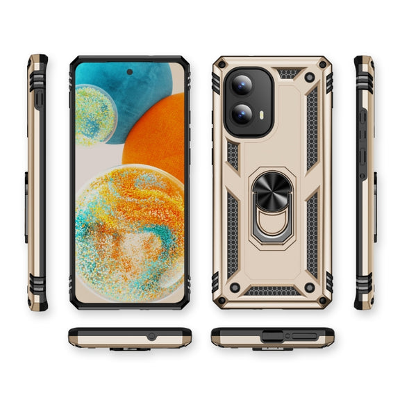 For Motorola Edge 2024 Shockproof TPU + PC Phone Case with Holder(Gold)