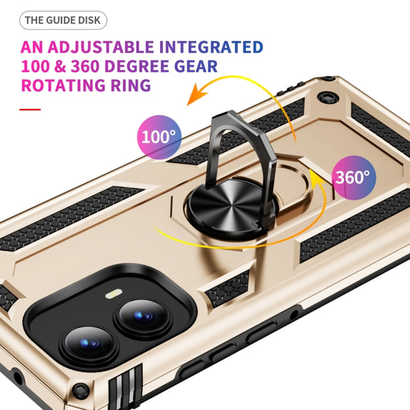 For Motorola Edge 2024 Shockproof TPU + PC Phone Case with Holder(Gold)