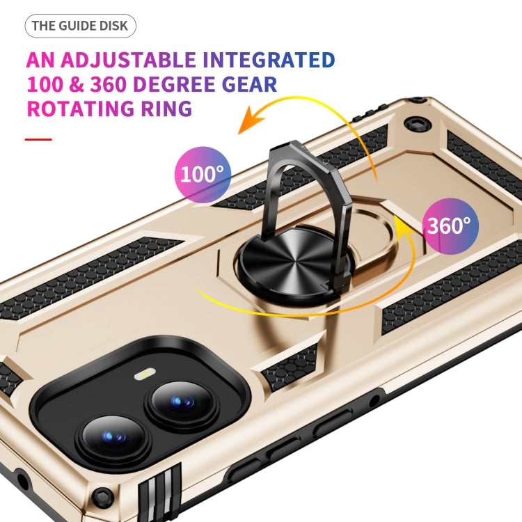 For Motorola Edge 2024 Shockproof TPU + PC Phone Case with Holder(Gold)