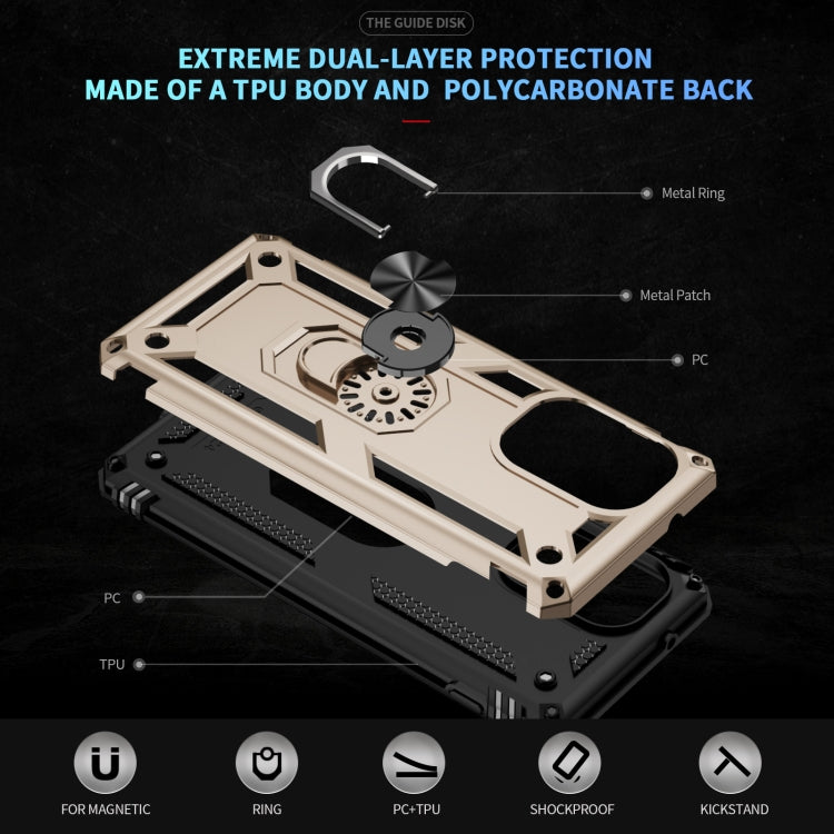 For Motorola Edge 2024 Shockproof TPU + PC Phone Case with Holder(Gold)