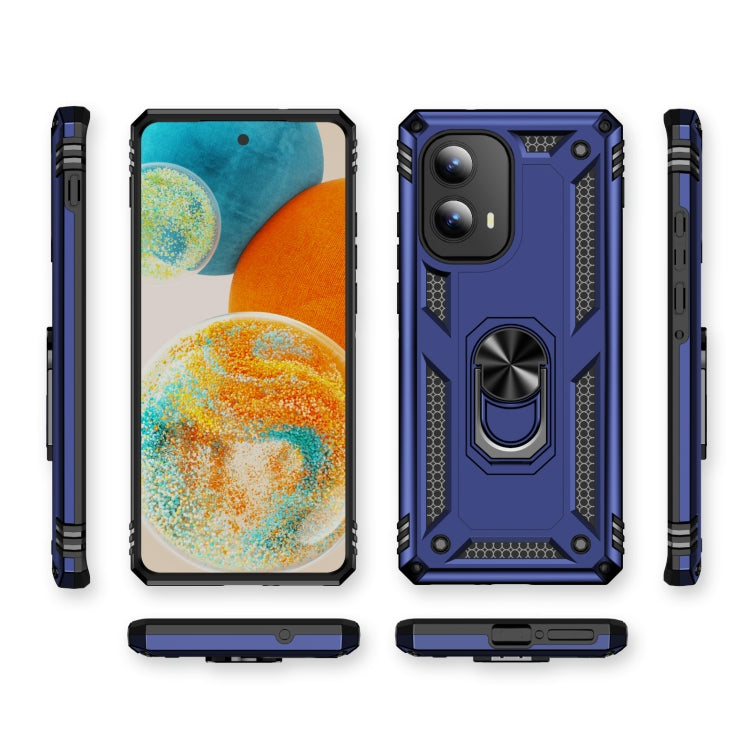 For Motorola Edge 2024 Shockproof TPU + PC Phone Case with Holder(Blue)