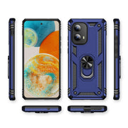 For Motorola Edge 2024 Shockproof TPU + PC Phone Case with Holder(Blue)
