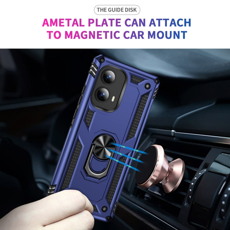 For Motorola Edge 2024 Shockproof TPU + PC Phone Case with Holder(Blue)