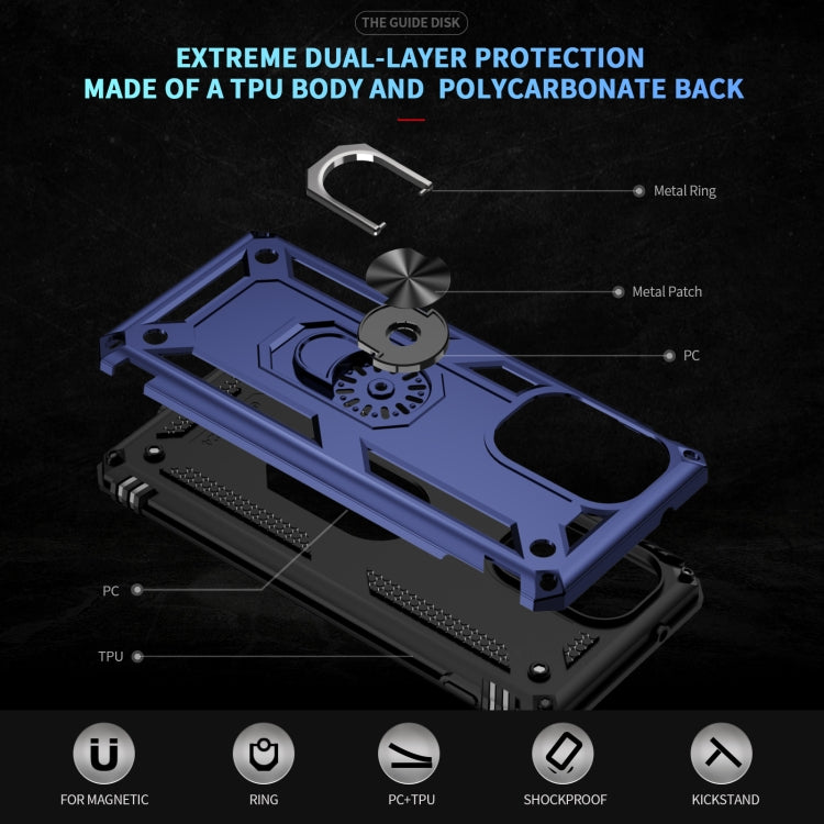 For Motorola Edge 2024 Shockproof TPU + PC Phone Case with Holder(Blue)
